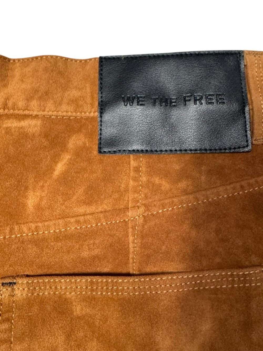 NWT New Free People Dylan Vegan Suede Long Shorts In Caramel Cafe Size 27 - Picture 10 of 11